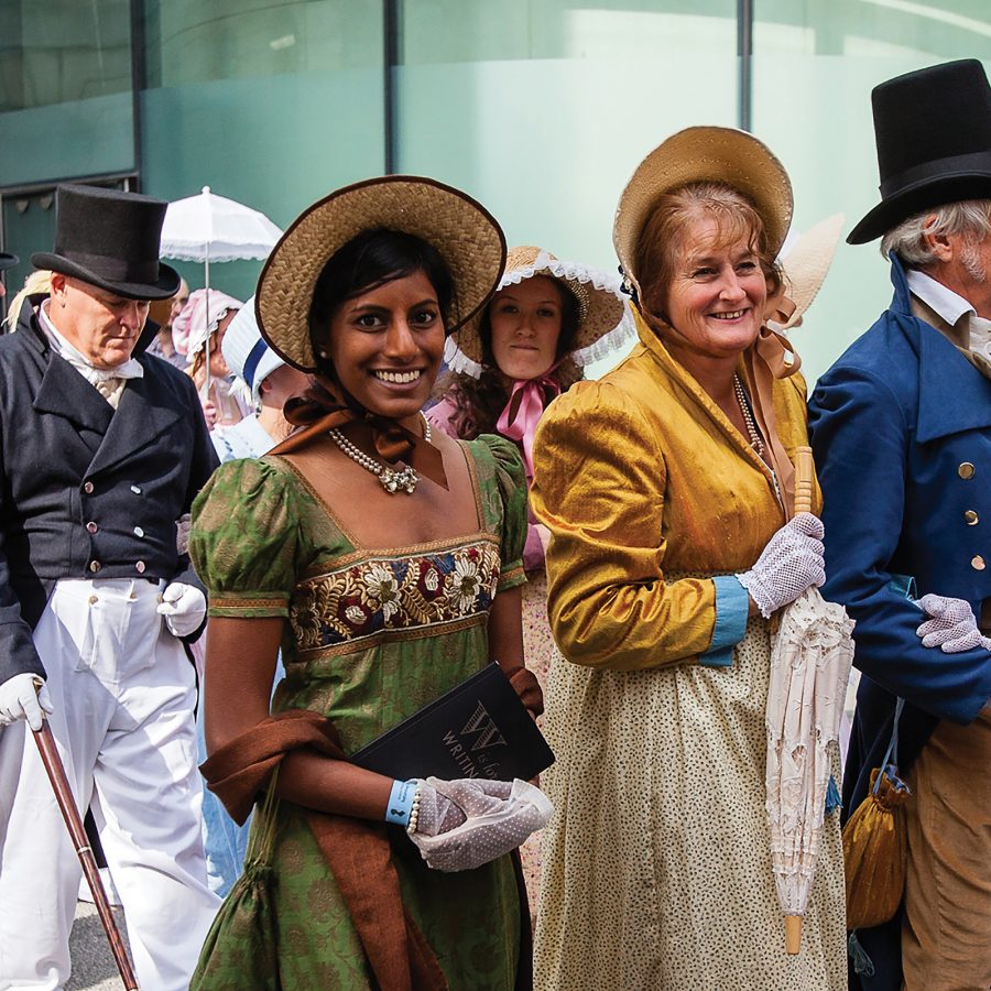 People in Regency costumes at the Jane Austen Festival in Bath.