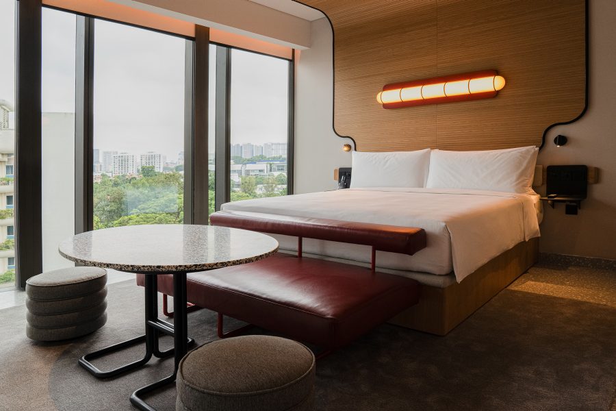 Interior of a bedroom at The Standard, Singapore.