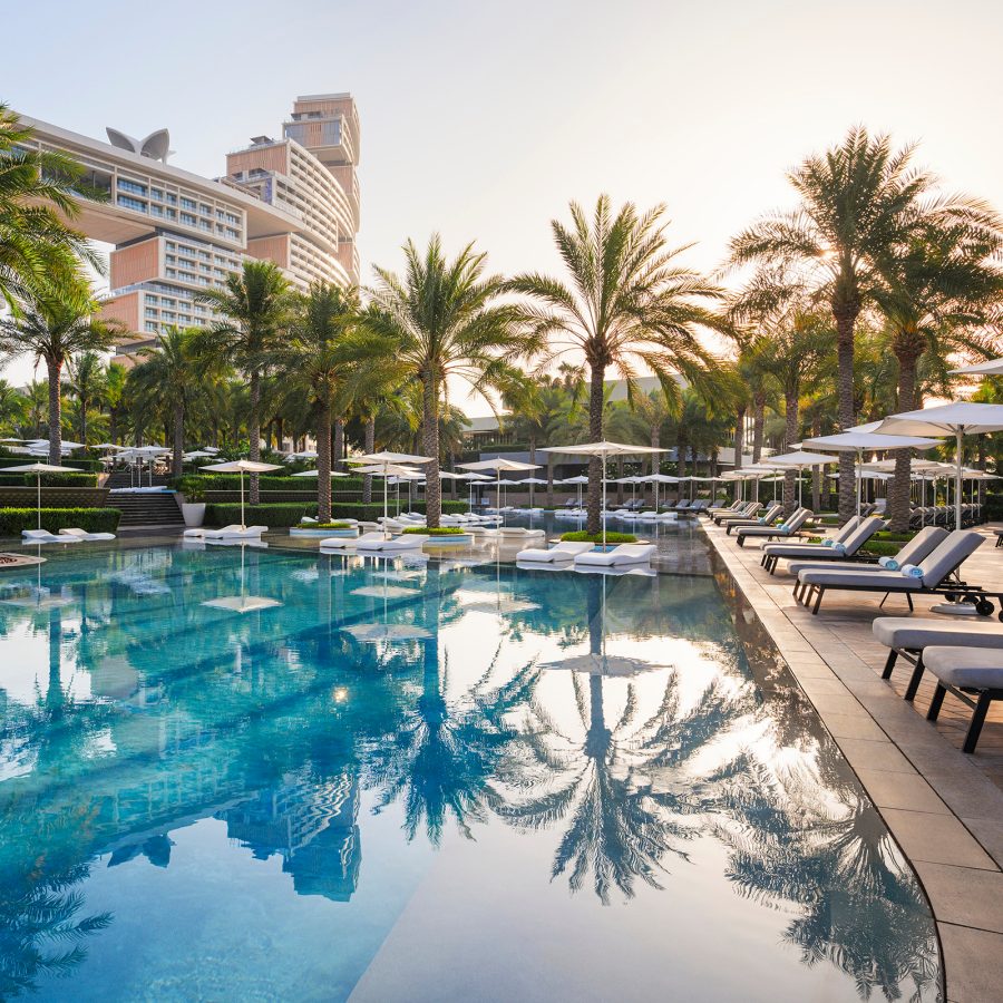Reflections on the pool at Atlantis The Royal resort in Dubai.