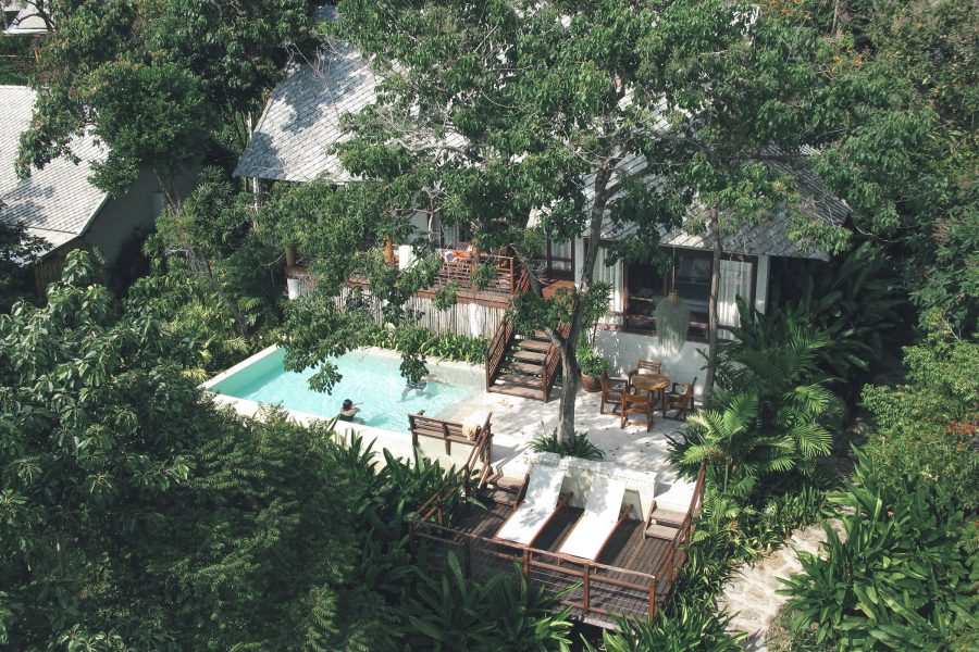A beachfront villa at Kamalaya Koh Samui in the daytime.
