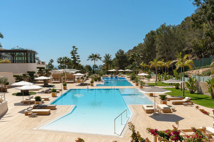 View of a swimming pool at Zem Altea in Alicante in Spain