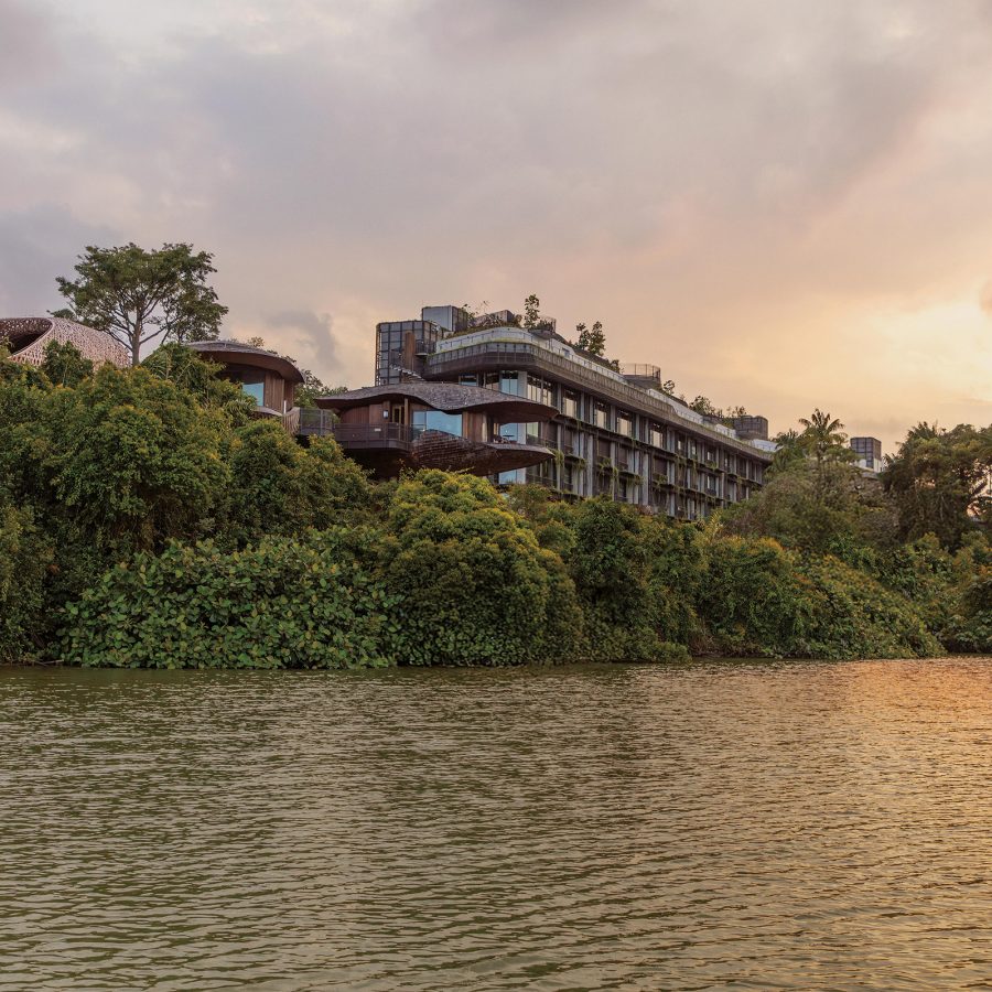 Mandai Rainforest Resort by Banyan Tree, as viewed from the Upper Seletar Reservoir.