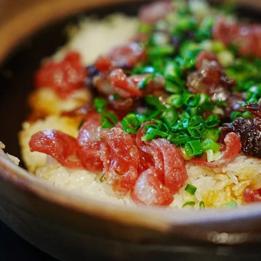 Claypot rice with house-cured sausage.