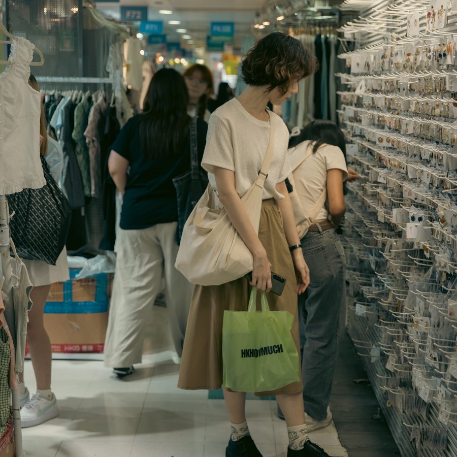 Two women browsing goods at Argyle Centre in Hong Kong.