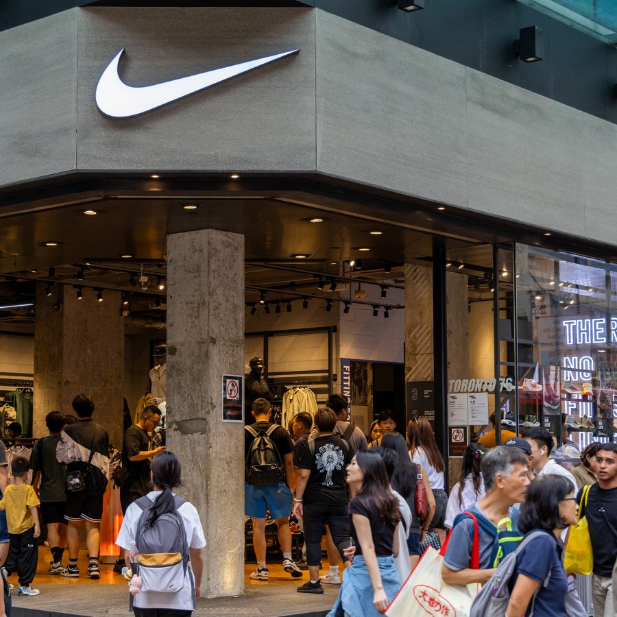 Exterior view of the Nike store on Sneaker Street in Mong Kok.
