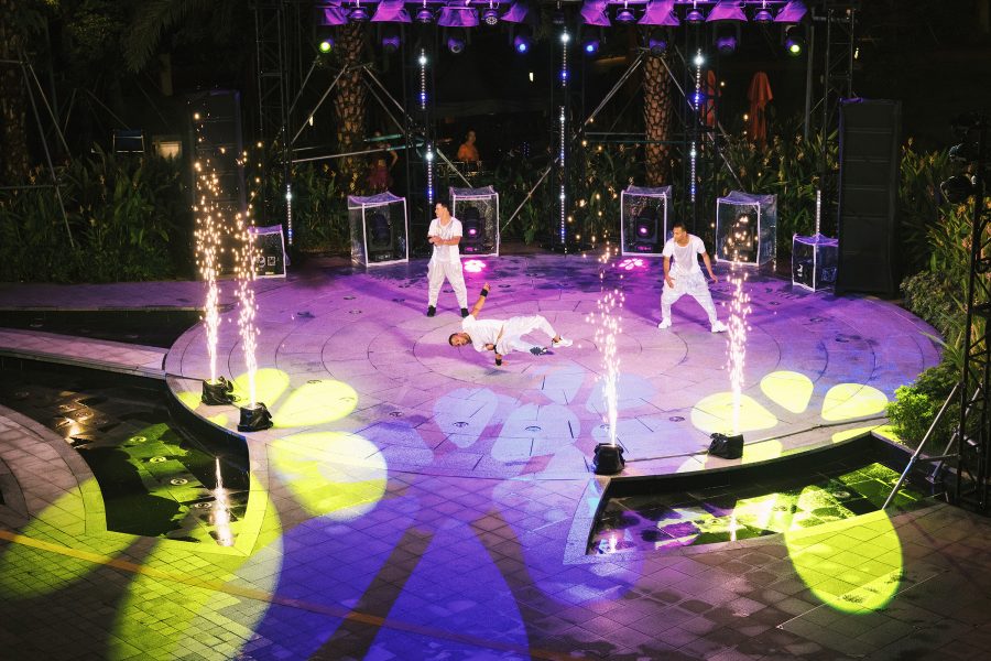 M Show with live performers and and pyrotechniques at MGM Shenzhen in Xiaomeisha, Shenzhen
