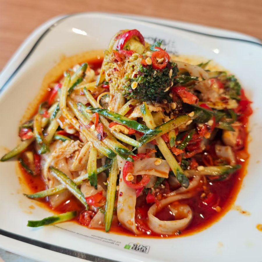 Close up on a liangpi spicy dish in Xi’an.