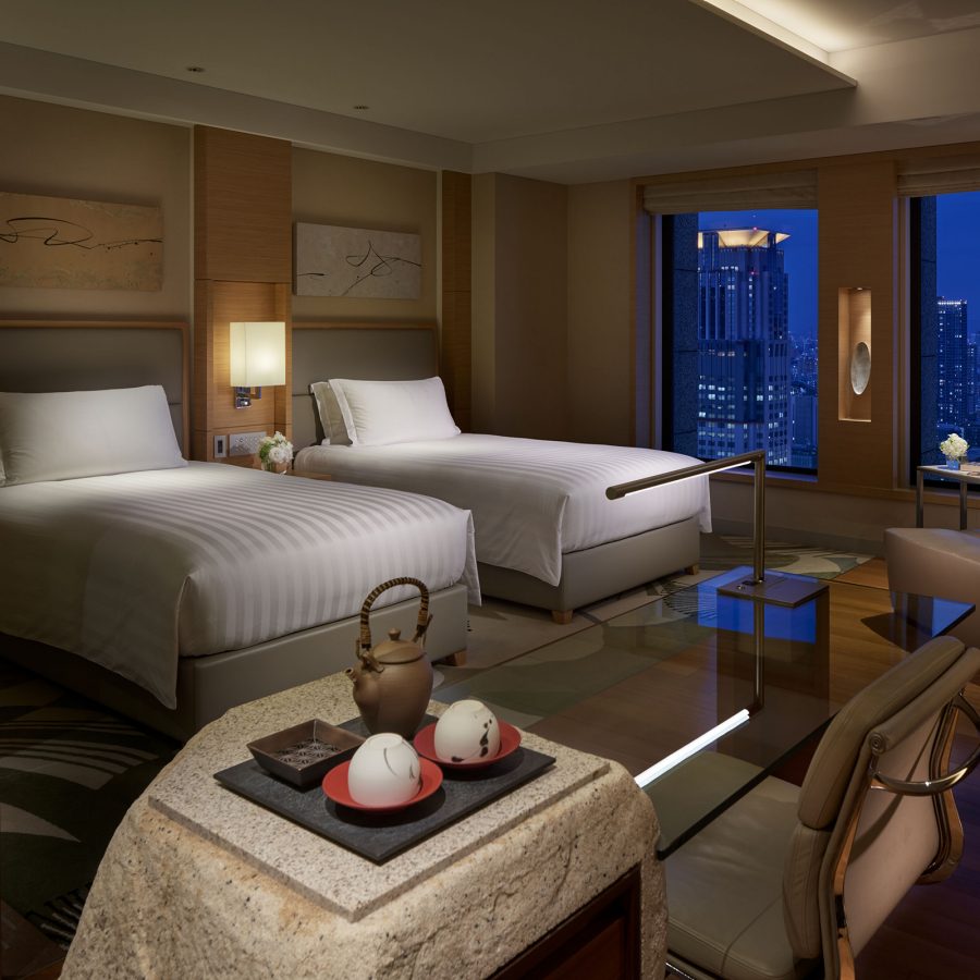 An interior view of the bedroom suite at Intercontinental Osaka hotel.