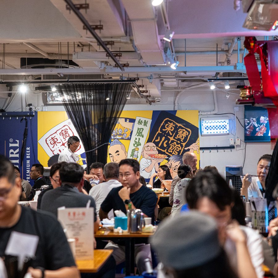Diners fill the tables at Tung Po Kitchen, a dai pai dong in Hong Kong.