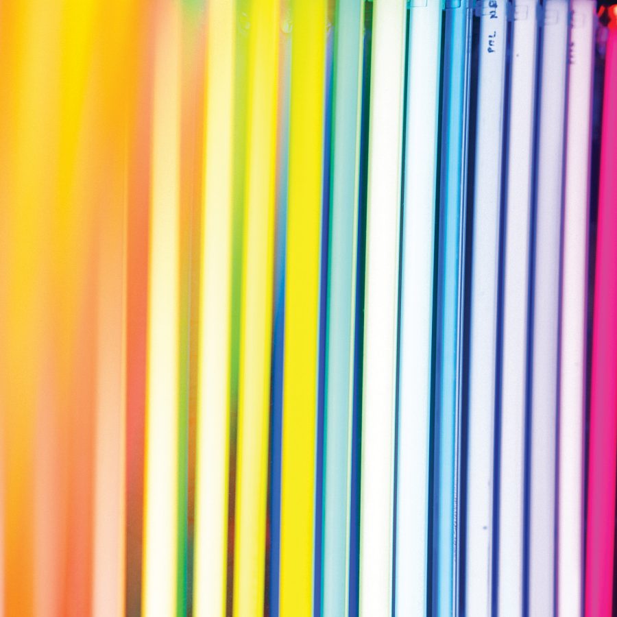 Streaks of various vibrant neon lights