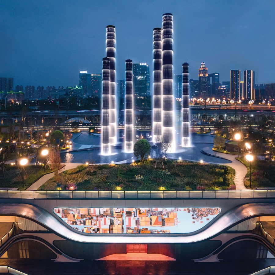 View of Chengdu’s SKP shopping area with its below-ground shopping lanes