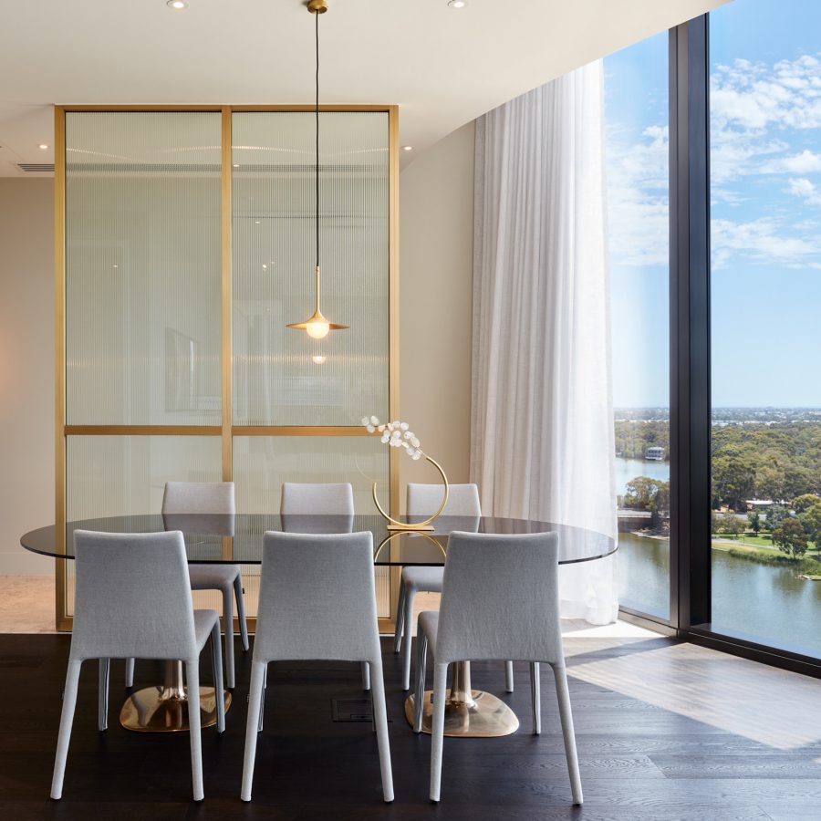 An interior view of a guestroom suite at the Eos by SkyCity hotel in Adelaide.