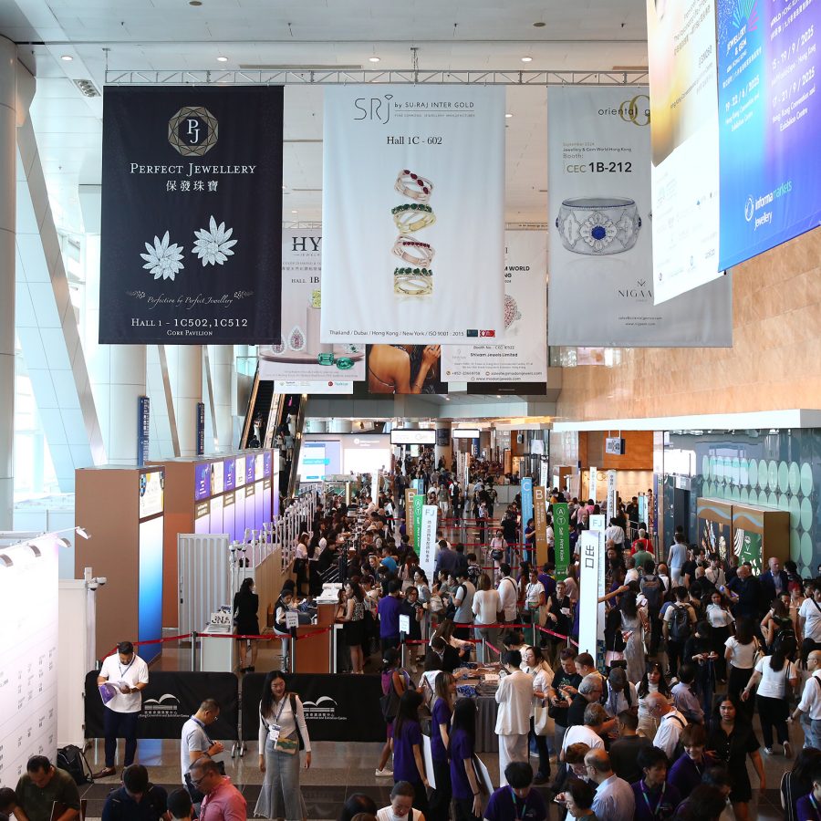 Crowds gather at the Hong Kong Convention and Exhibition Centre for the Hong Kong Jewellery and Gem Fair