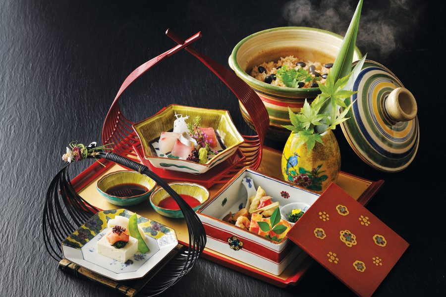 A close up view of dishes served at Hoshino Resorts Kai Kaga’s restaurant.