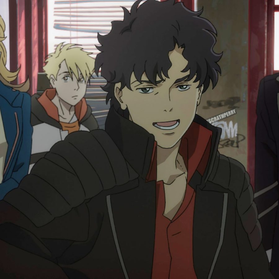 A scene from animated series Lazarus show four of the heroes inside a shabby, closed shop