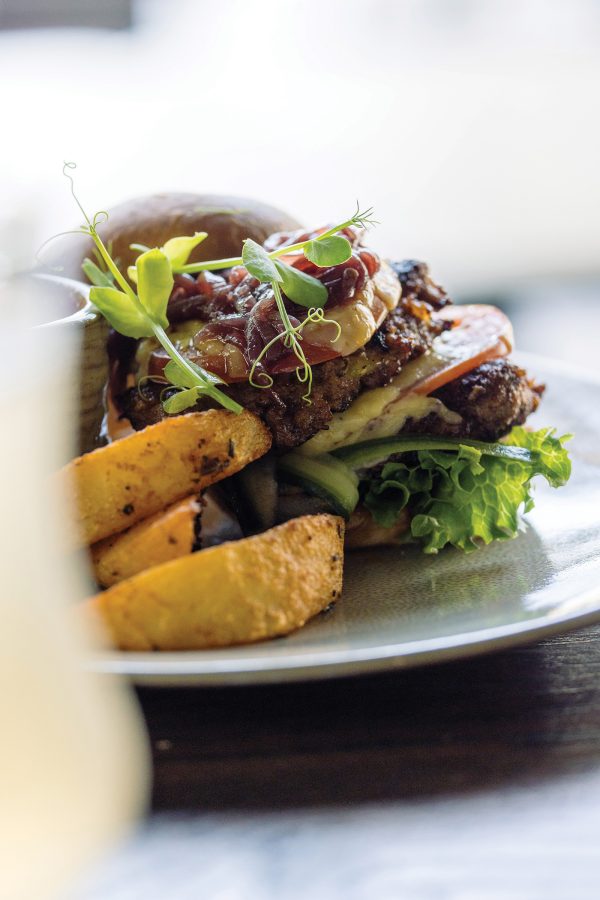 A burger served at Phinda Forest Lodge.