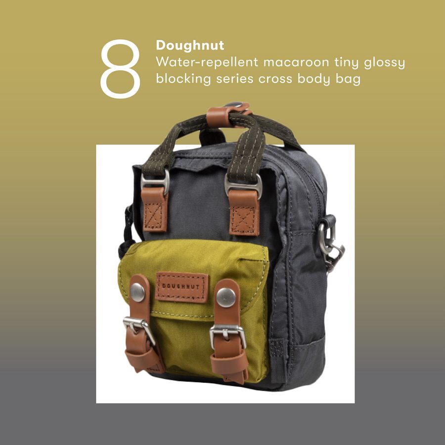 Product shot of the Doughnut water-repellent macaroon tiny glossy blocking series cross body bag.