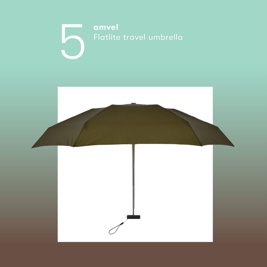 Product shot of the amvel flatlite travel umbrella.