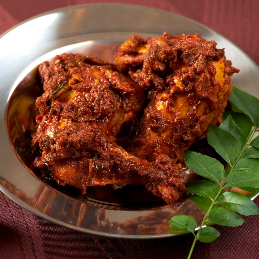 A plate of masala chicken from Samy’s Curry in Singapore.