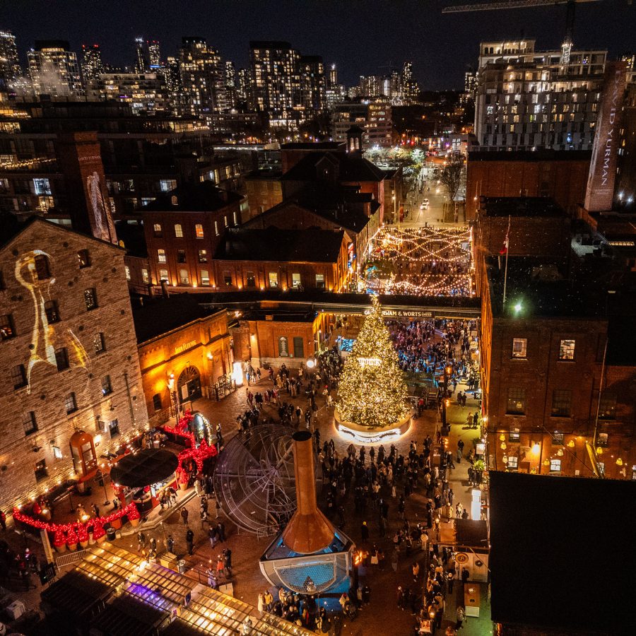 An overhead view of the Toronto Winter Village market.