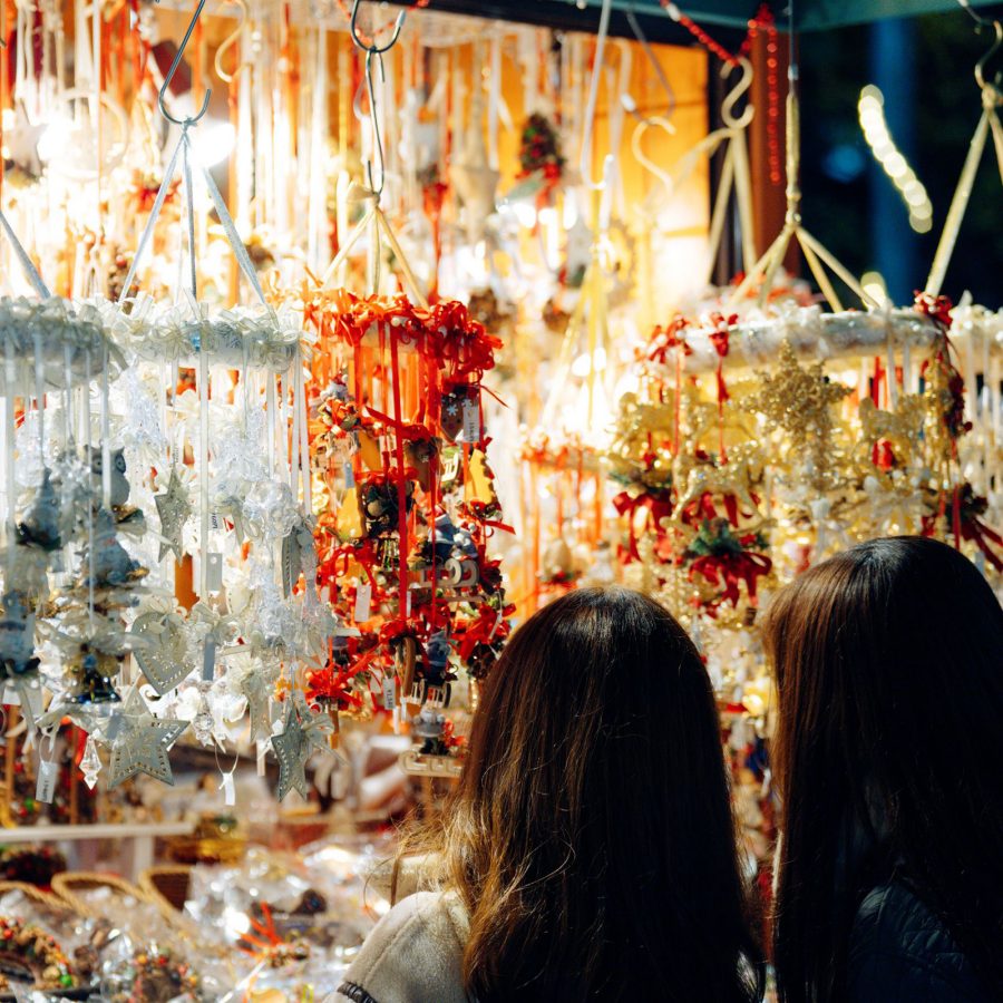 People looking at stalls at the Sapporo Munich Christmas Market.