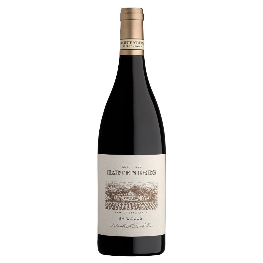 A bottle of Hartenberg Estate Shiraz, Stellenbosch, South Africa, 2021, served in Cathay Pacific’s Business cabin.