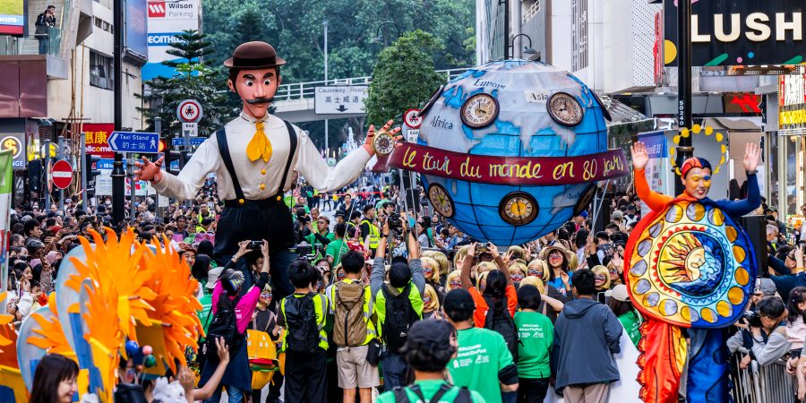 A busy crowd at Arts in the Park festival in Causeway Bay, Hong Kong.