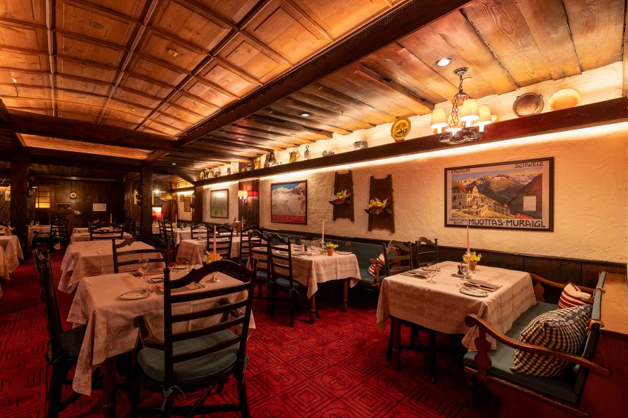 Interior view of Swiss restaurant Chesa at The Peninsula Hong Kong.