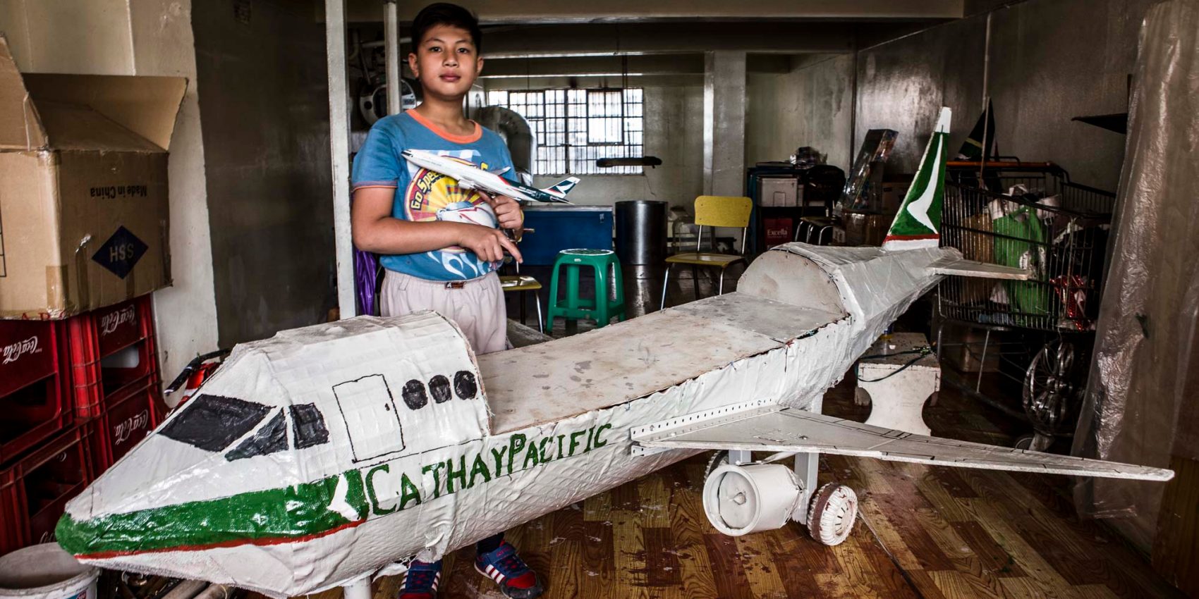 The boy loves planes.so he built his own Cathay