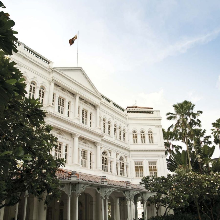 Raffles Hotel entrance in Singapore.
