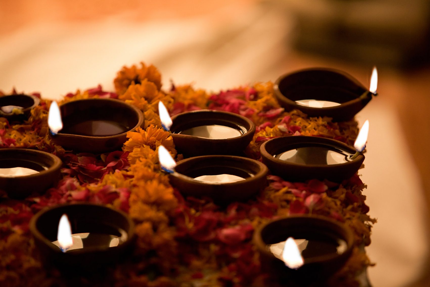 Lamps burning for Diwali. Credit: Alamy