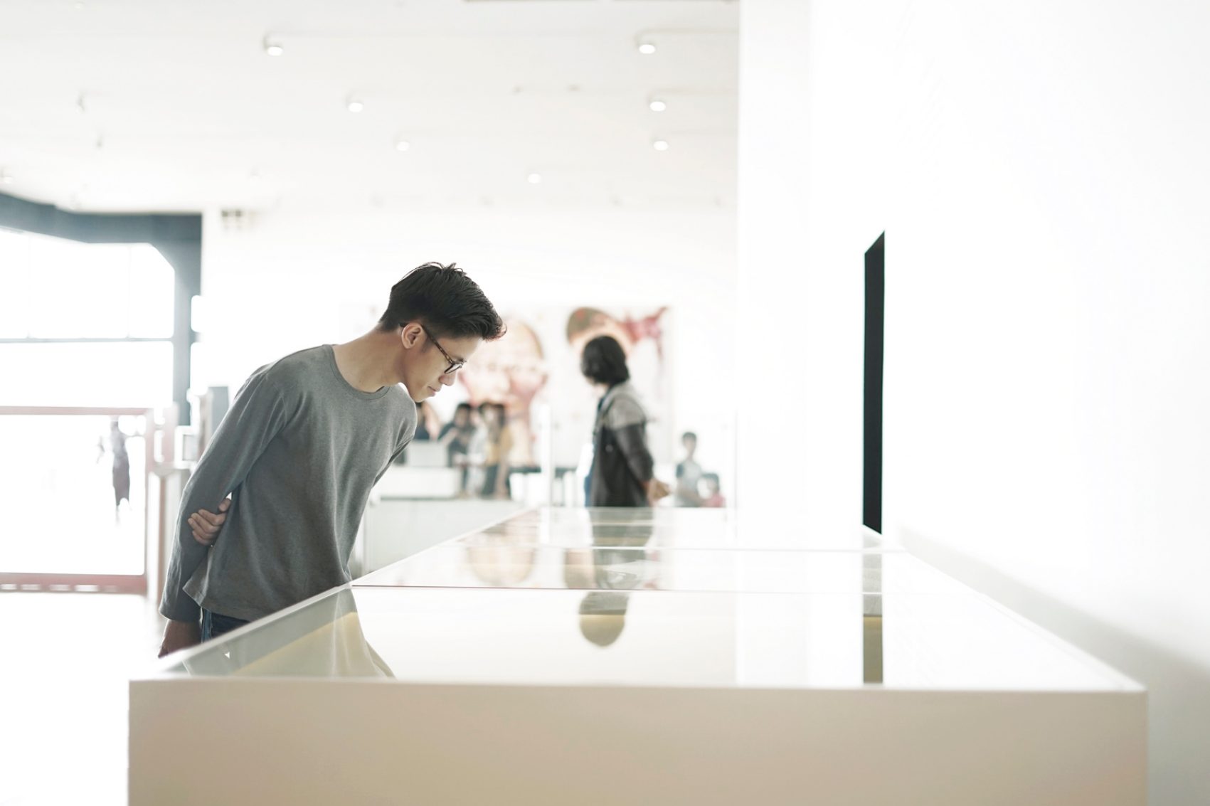 A visitor is viewing exhibits at Museum MACAN, Jakarta Indonesia