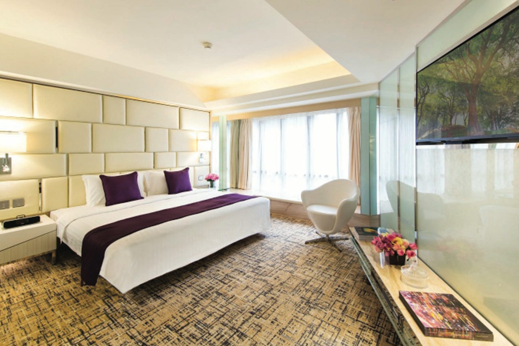 A suite at the Regal Oriental Hotel, a popular Hong Kong quarantine hotel