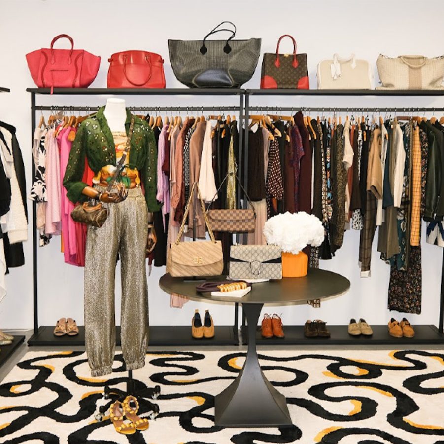 A collection of vintage and pre-loved luxury clothes and fashion accessories inside Hula in Hong Kong 
