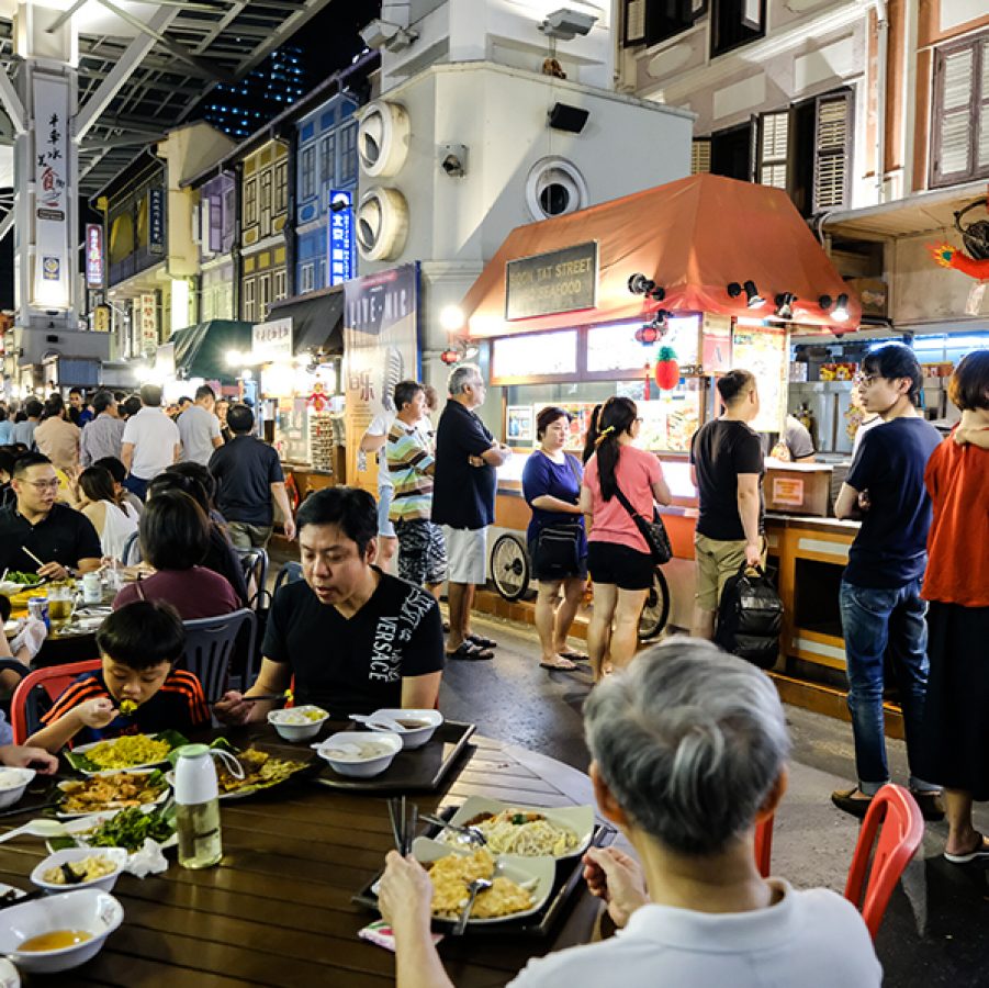 People in street food market