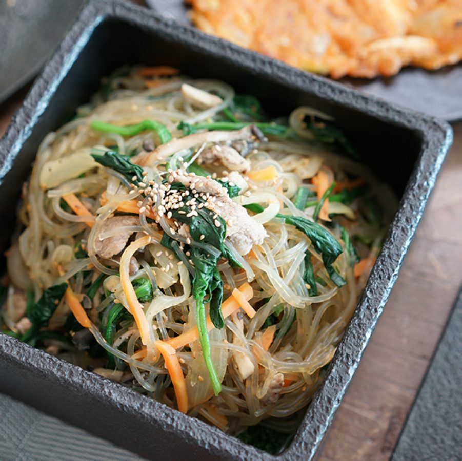 Japchae with kale dish