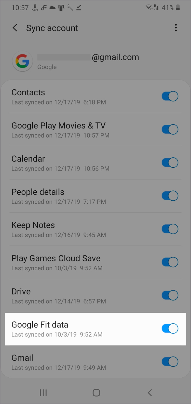 google fit data