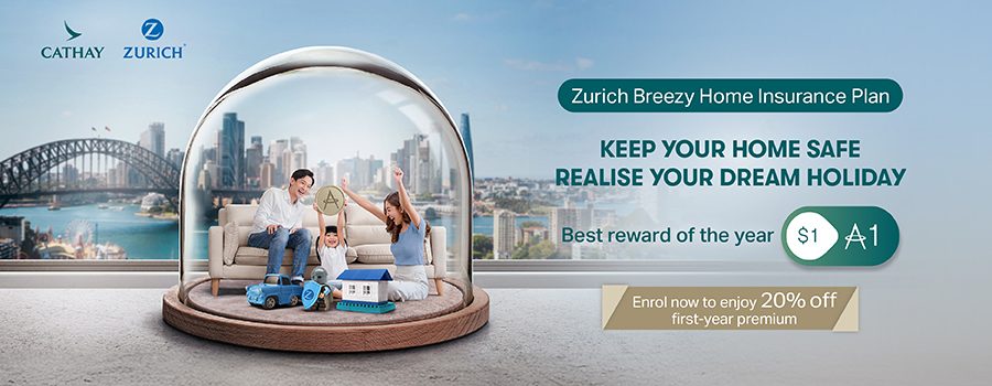  The background shows a cityscape with the Sydney Harbour Bridge and Opera House. In the foreground, a transparent glass dome sits on a wooden base, enclosing a cozy family scene: two adults and a child sitting on a carpet with toy cars and blocks, symbolizing home safety and comfort.