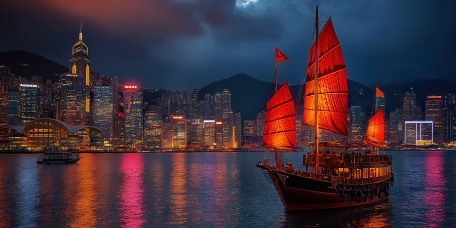 A family of four stands at a bus stop with a ferris wheel and carousel in the background. The bus stop features a map with traditional Chinese text.