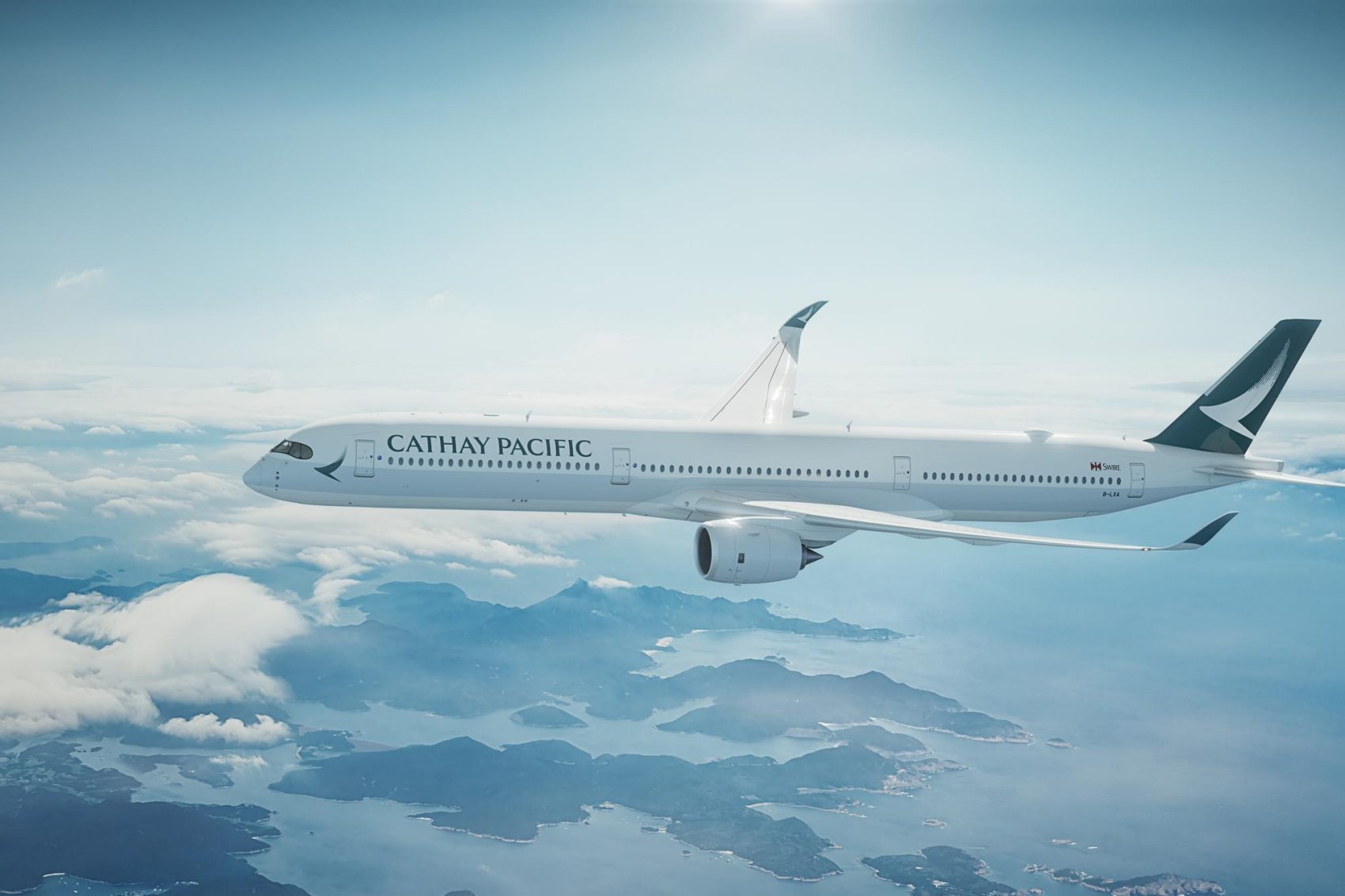 A A350-1000 plane flying in the sky
