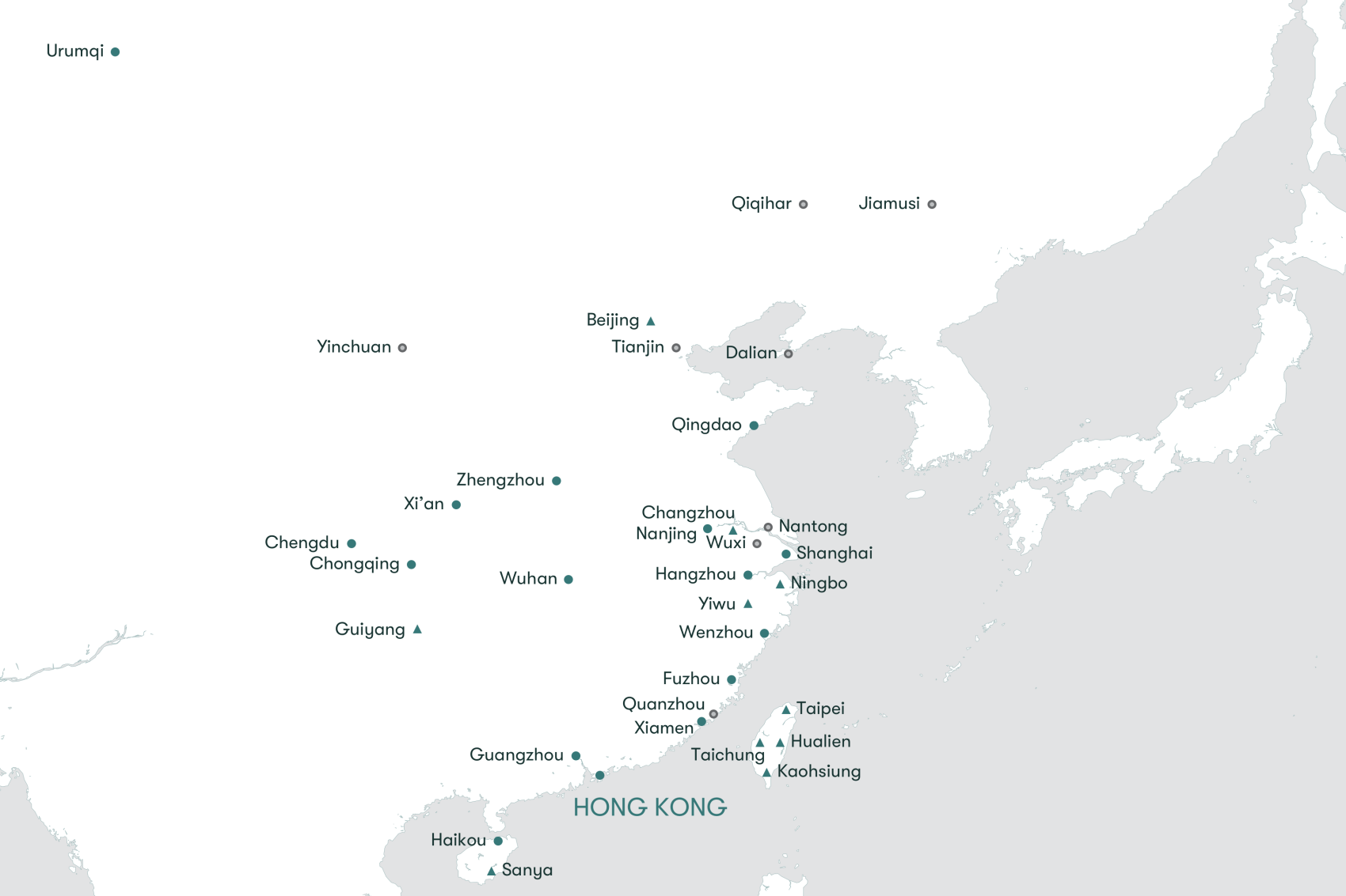 A map of the Chinese Mainland, Hong Kong SAR, Macao SAR and Taiwan region